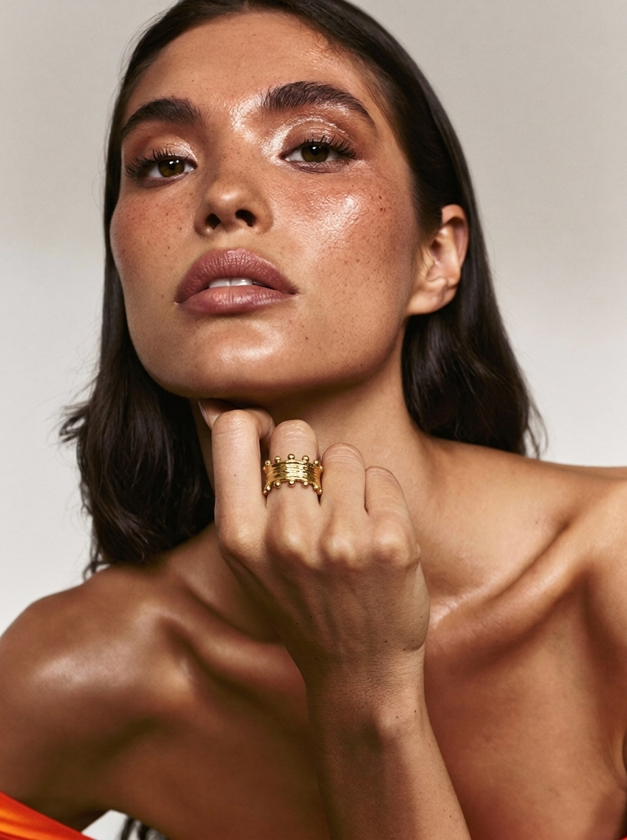 Golden Orbit Chunky Ring